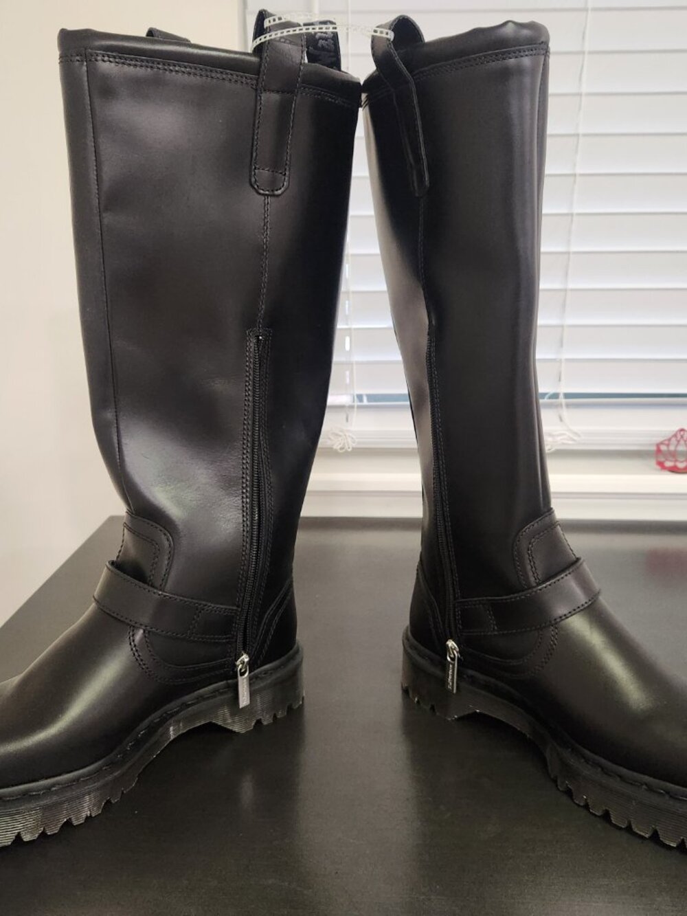 Dr. Martens Anistone Knee High Orleans Leather Biker Boots - Picture 3 of 12